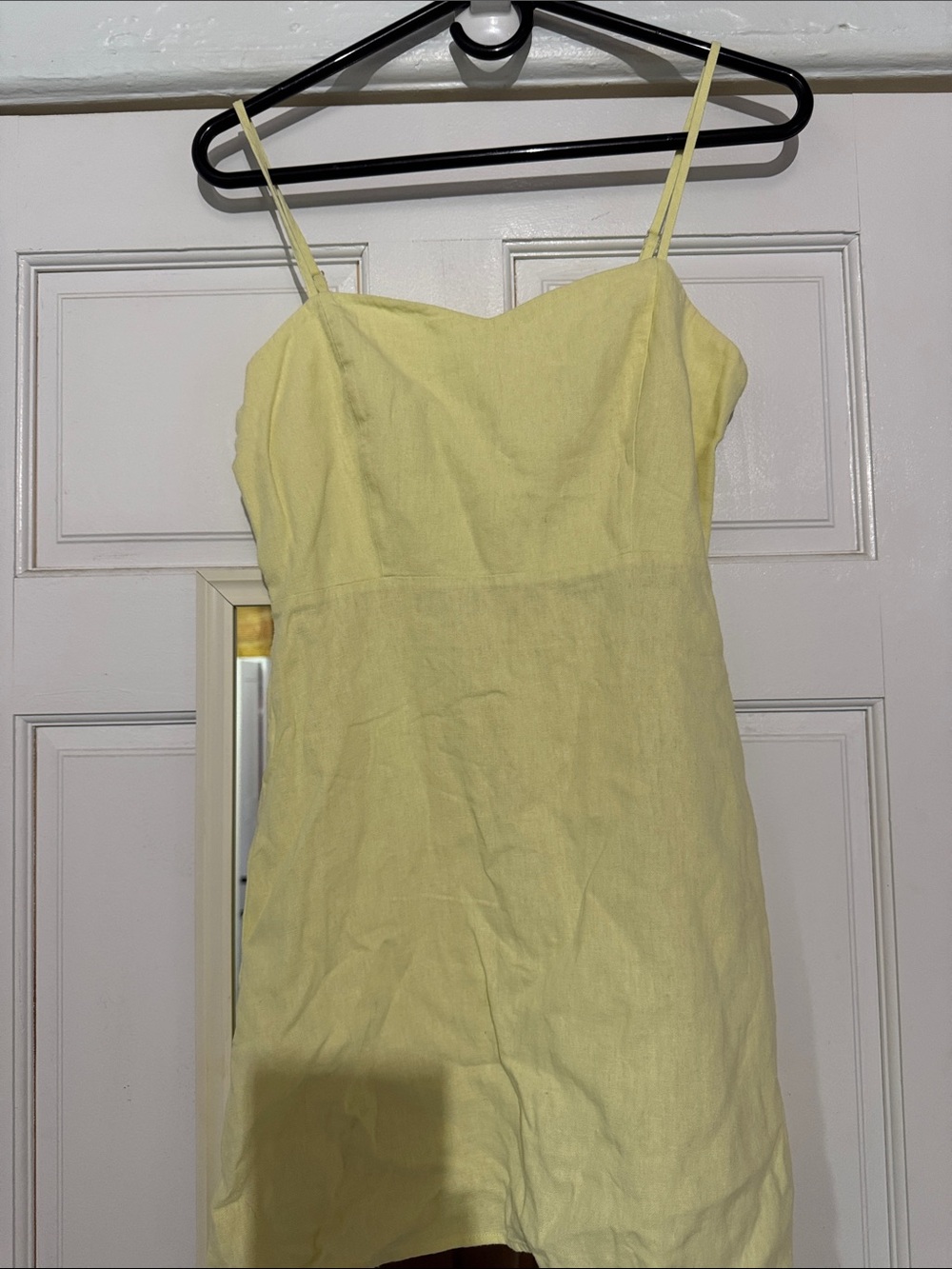 Sleeveless Lemon Yellow Linen Blend Slip Dress